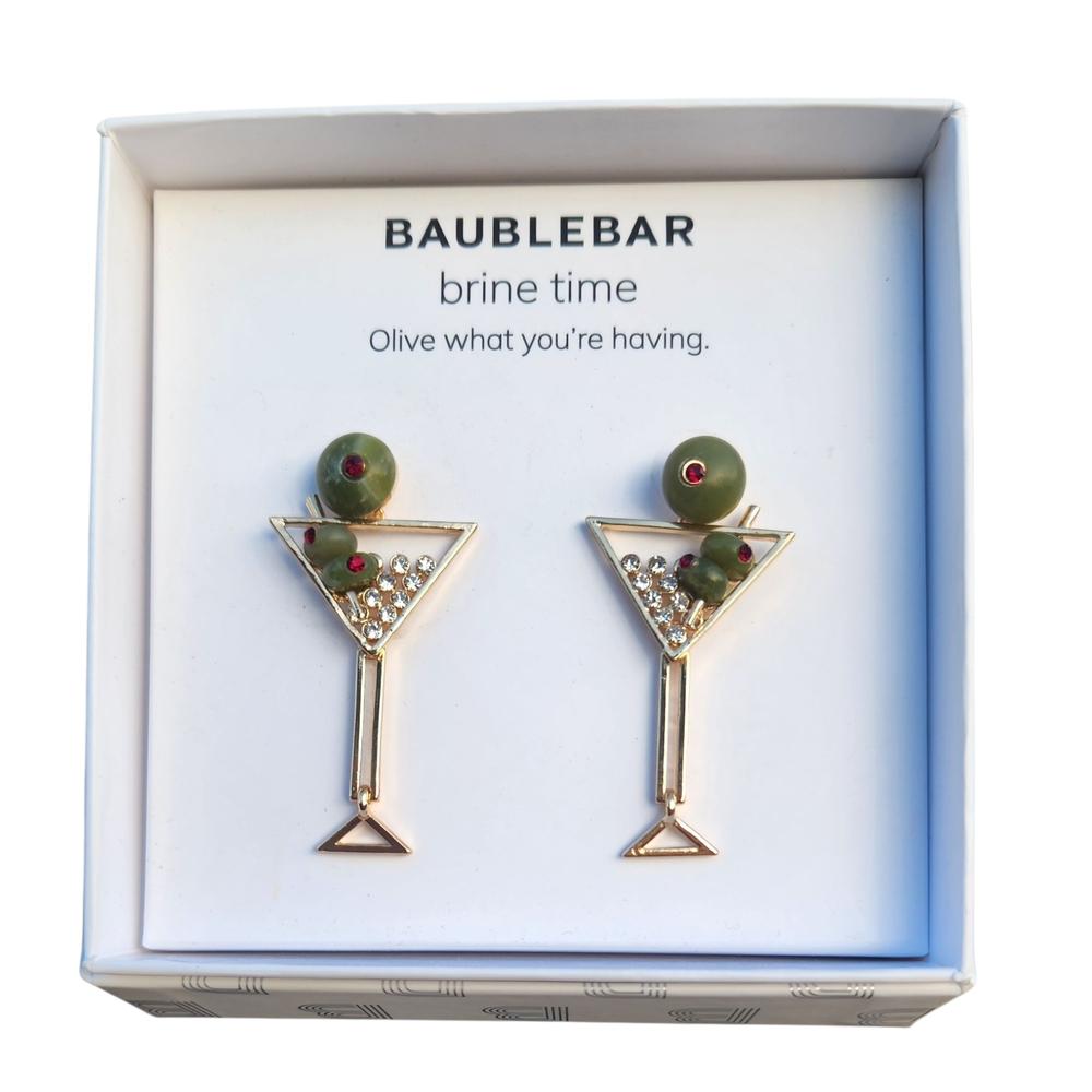 BaubleBar Rhinestone Olive Martini Earrings